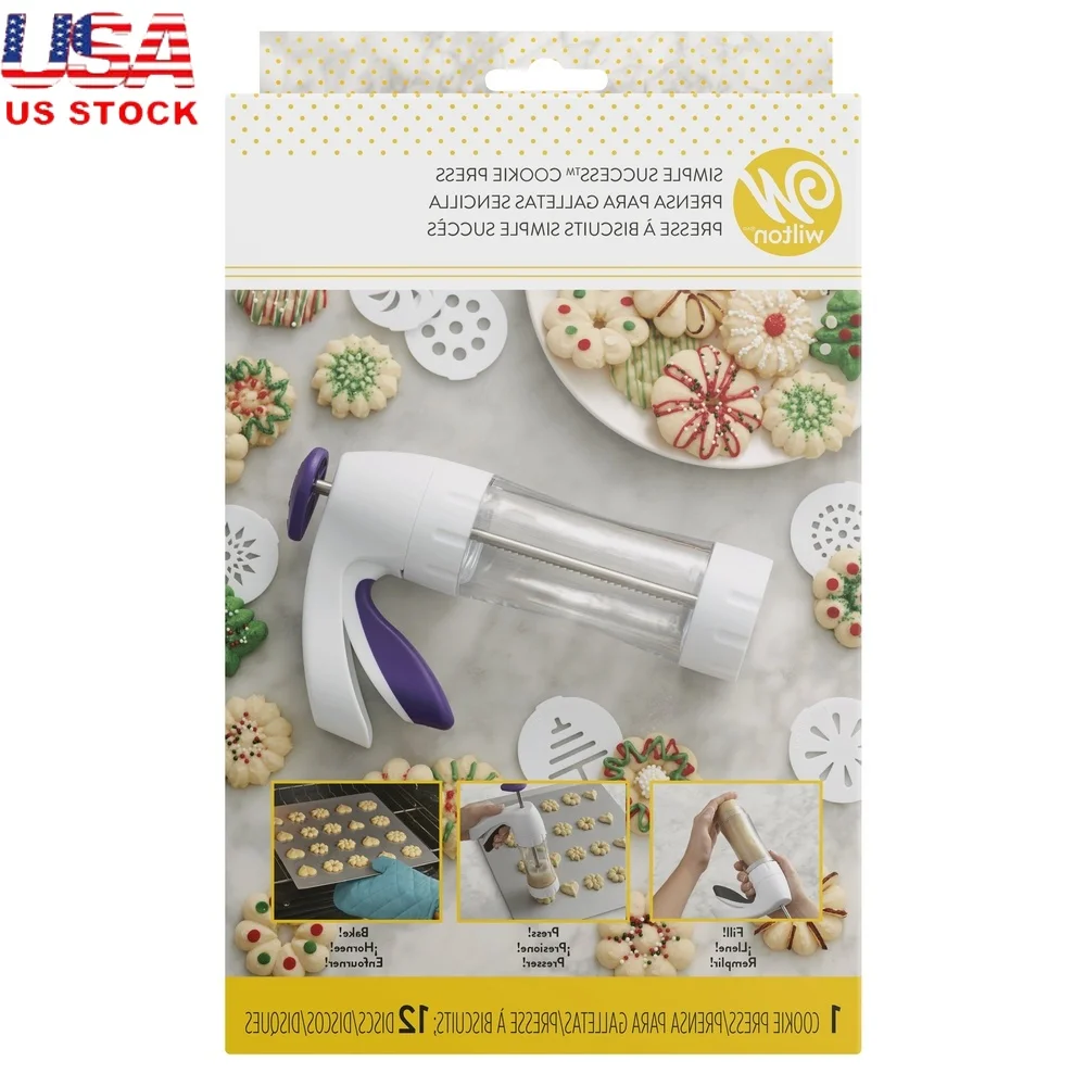 Cookies Pack - Ergonomische Kekspresse, 13-teiliges Set, Spritz-Keksmaschine, Soft-Touch-Trigger,