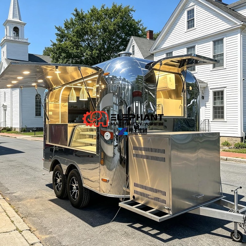 Food Snacks Catering - Spiegel-Foodtrailer für Pizza, Mobiler Catering-Anhänger mit